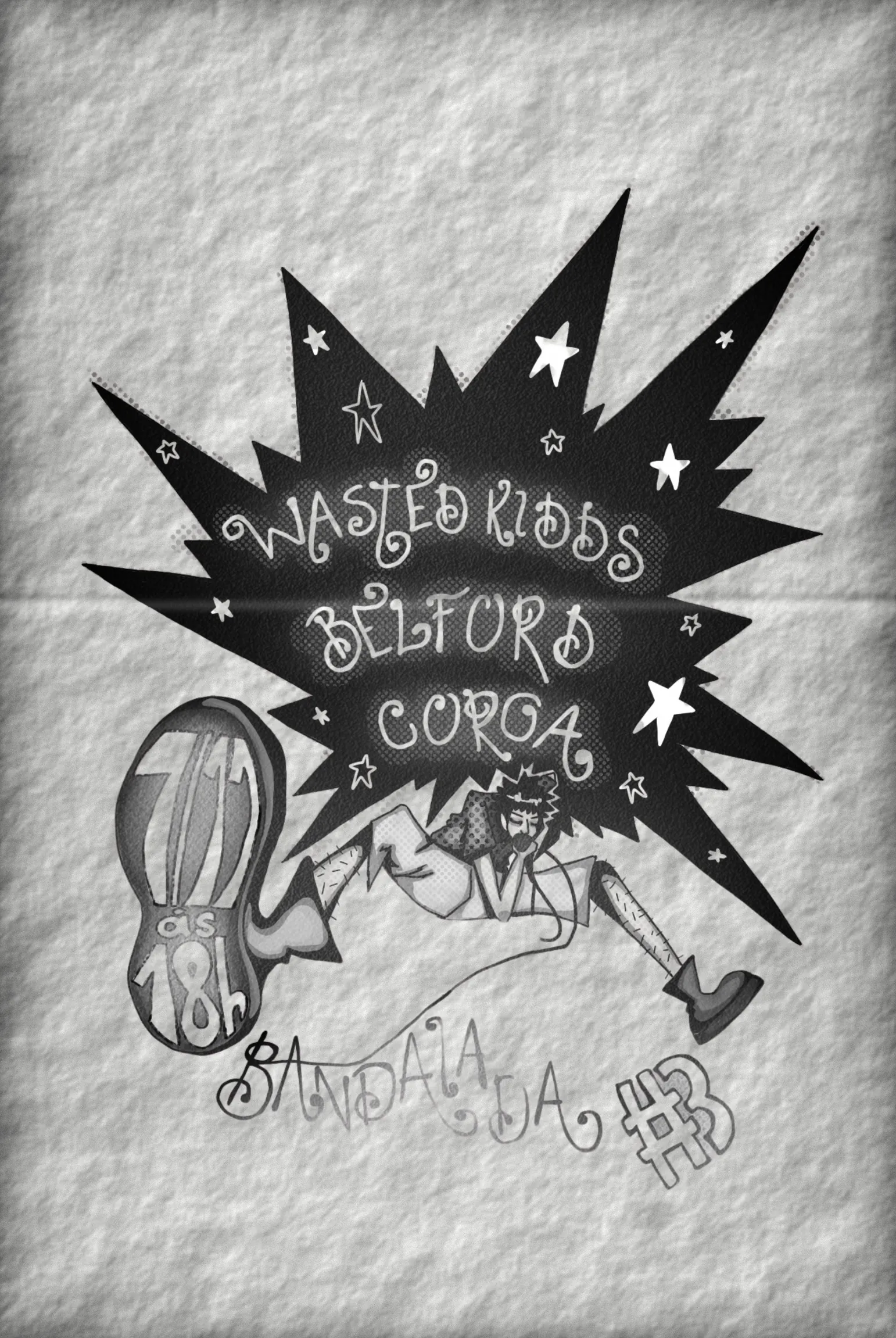 pôster impresso de show: wasted kidds, belford e corga na bandalada #3, 7/11 às 18h